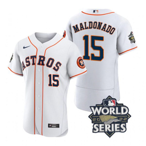 Astros #15 Martin Maldonado White Nike 2022 World Series Flexbase Jersey