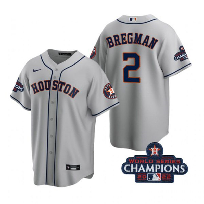 Astros #2 Alex Bregman Gray 2022 World Series Champions Cool Base Jersey
