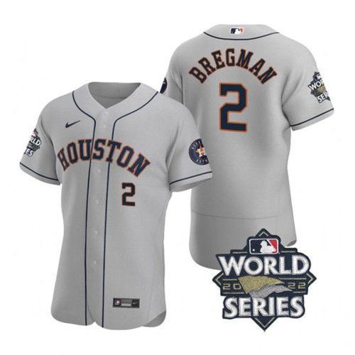 Astros #2 Alex Bregman Gray Nike 2022 World Series Flexbase Jersey