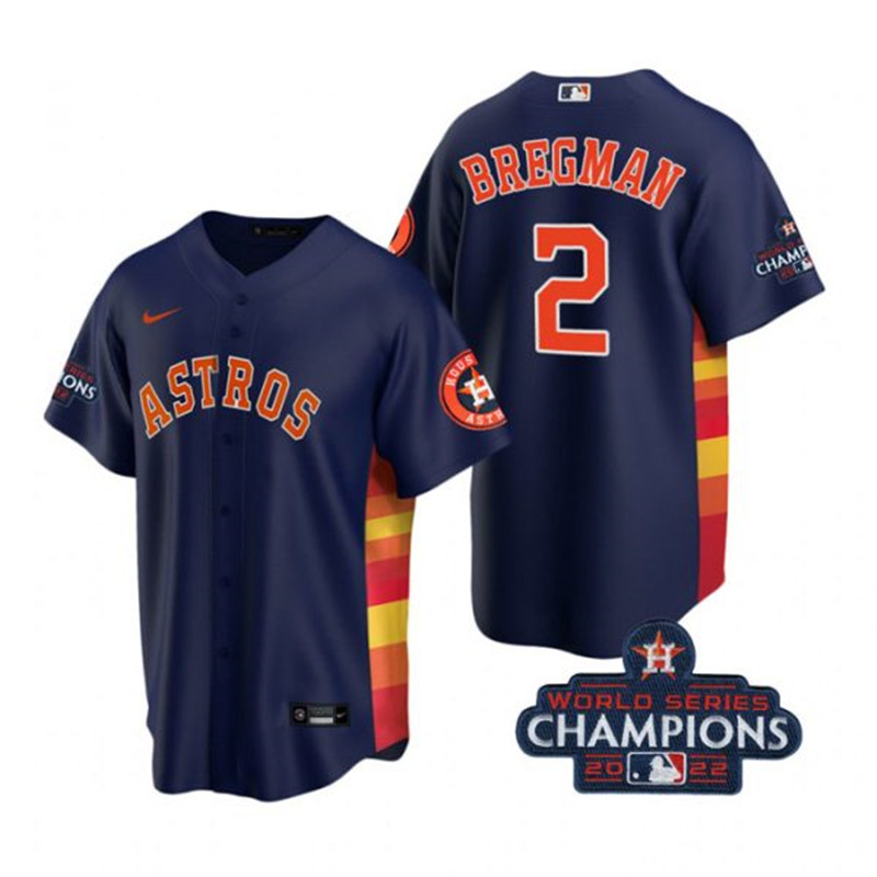 Astros #2 Alex Bregman Navy 2022 World Series Champions Cool Base Jersey