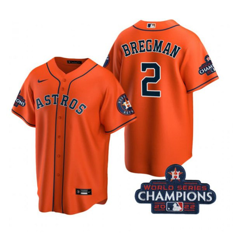 Astros #2 Alex Bregman Orange 2022 World Series Champions Cool Base Jersey