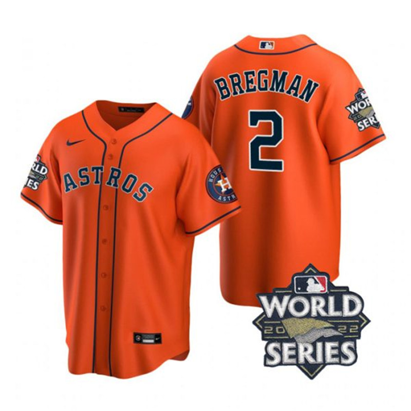 Astros #2 Alex Bregman Orange Nike 2022 World Series Cool Base Jersey