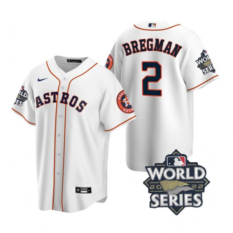 Astros #2 Alex Bregman White Nike 2022 World Series Cool Base Jersey
