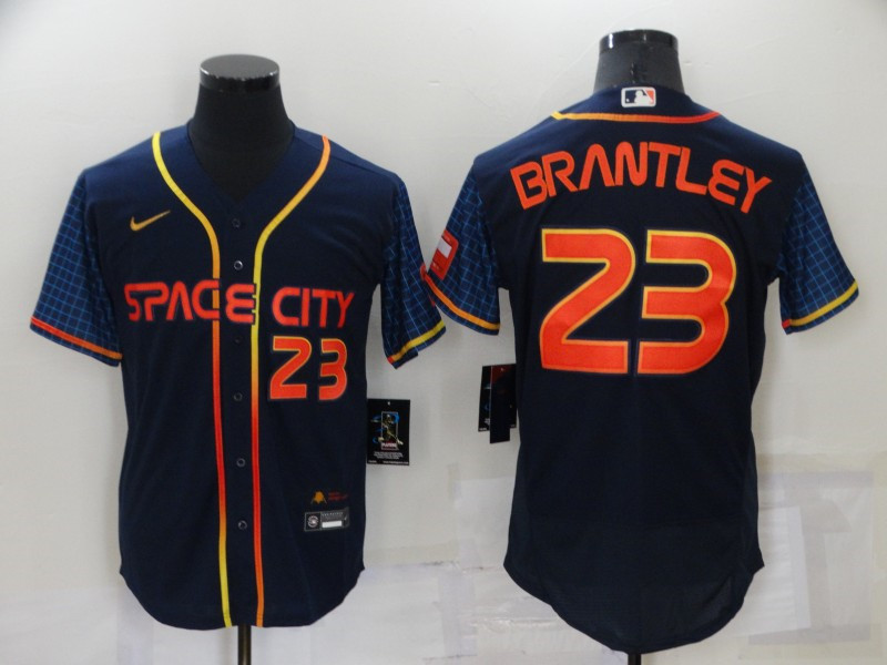 Astros #23 Michael Brantley Navy Nike 2022 City Connect Flexbase Jersey