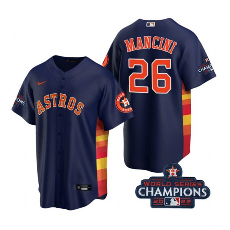 Astros #26 Trey Mancini Navy 2022 World Series Champions Cool Base Jersey
