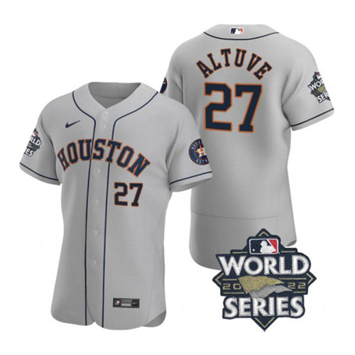 Astros #27 Jose Altuve Gray Nike 2022 World Series Flexbase Jersey