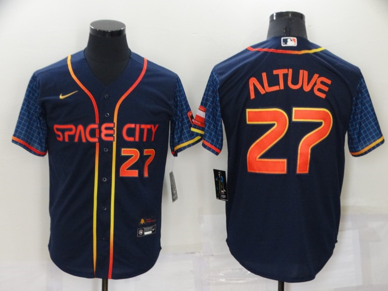 Astros #27 Jose Altuve Navy Nike 2022 City Connect Cool Base Jersey