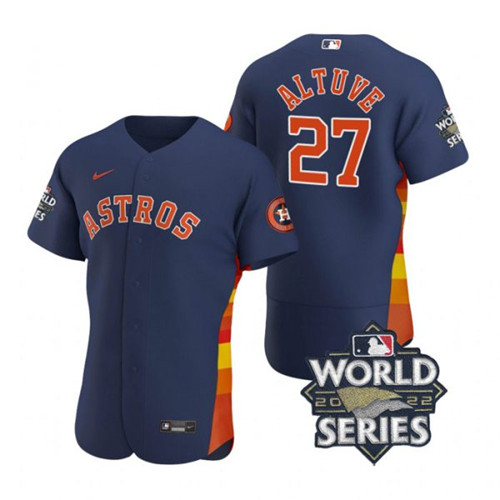 Astros #27 Jose Altuve Navy Nike 2022 World Series Flexbase Jersey