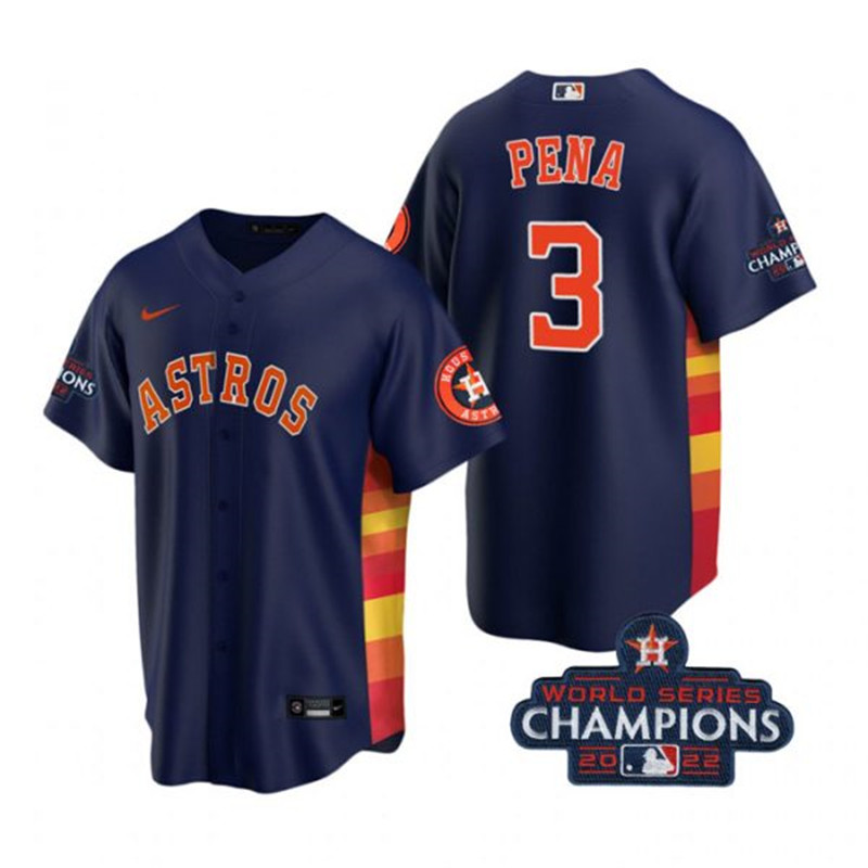 Astros #3 Jeremy Pena Navy 2022 World Series Champions Cool Base Jersey