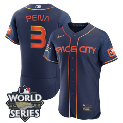 Astros #3 Jeremy Pena Navy Nike 2022 World Series City Connect Flexbase Jersey