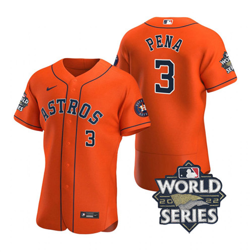 Astros #3 Jeremy Pena Orange Nike 2022 World Series Flexbase Jersey