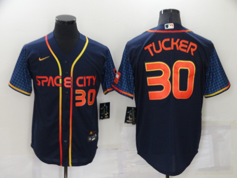 Astros #30 Kyle Tucker Navy Nike 2022 City Connect Cool Base Jerseys