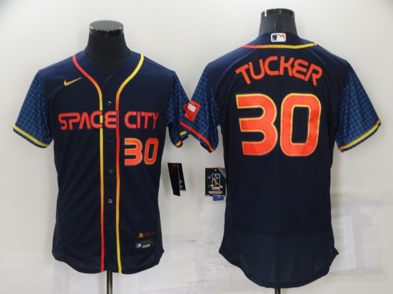 Astros #30 Kyle Tucker Navy Nike 2022 City Connect Flexbase Jersey
