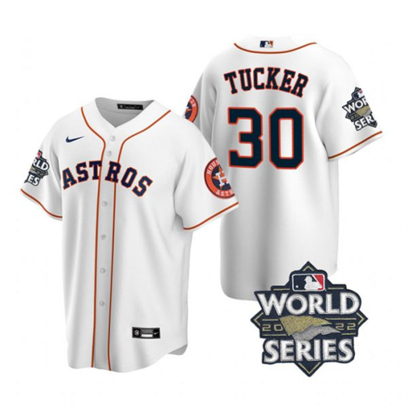Astros #30 Kyle Tucker White Nike 2022 World Series Cool Base Jersey