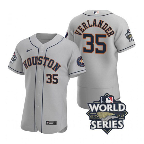 Astros #35 Justin Verlander Gray Nike 2022 World Series Flexbase Jersey