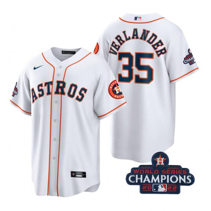 Astros #35 Justin Verlander White 2022 World Series Champions Cool Base Jersey