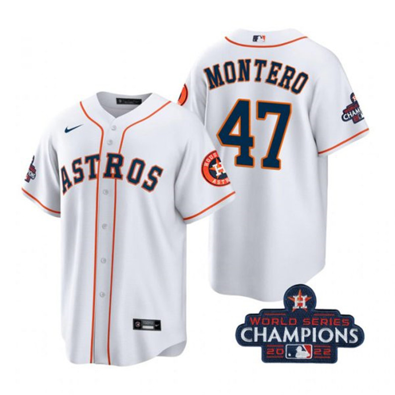 Astros #47 Rafael Montero White 2022 World Series Champions Cool Base Jersey