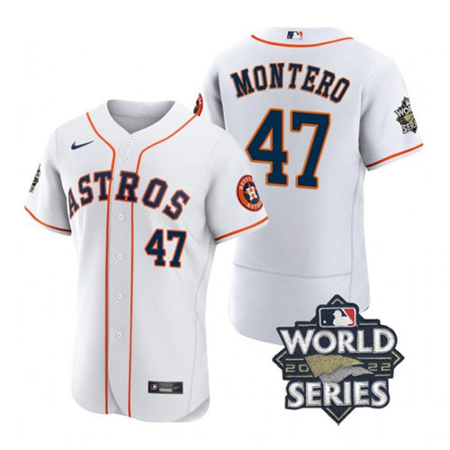 Astros #47 Rafael Montero White Nike 2022 World Series Flexbase Jersey