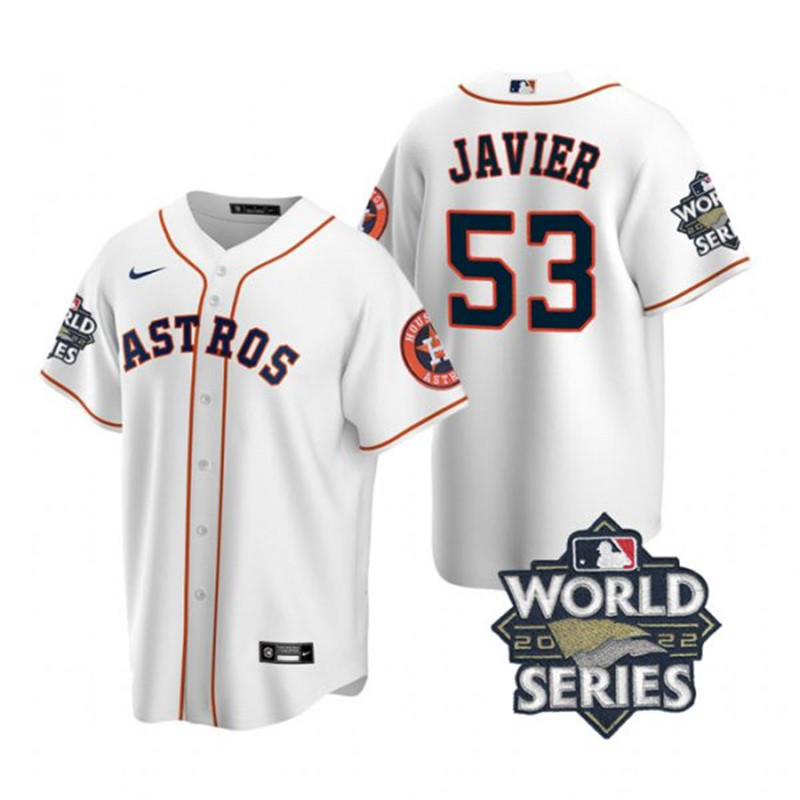 Astros #53 Cristian Javier White Nike 2022 World Series Cool Base Jersey