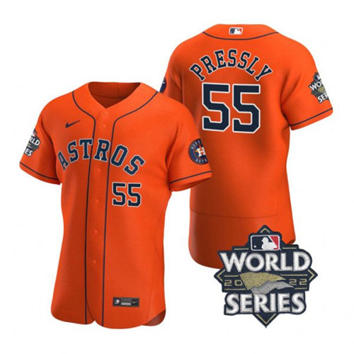 Astros #55 Ryan Pressly Orange Nike 2022 World Series Flexbase Jersey