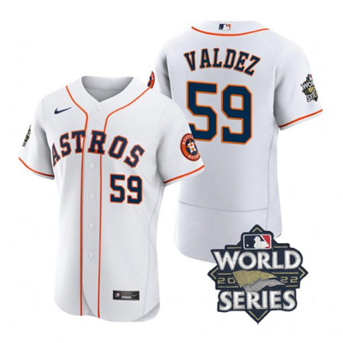 Astros #59 Framber Valdez White Nike 2022 World Series Flexbase Jersey