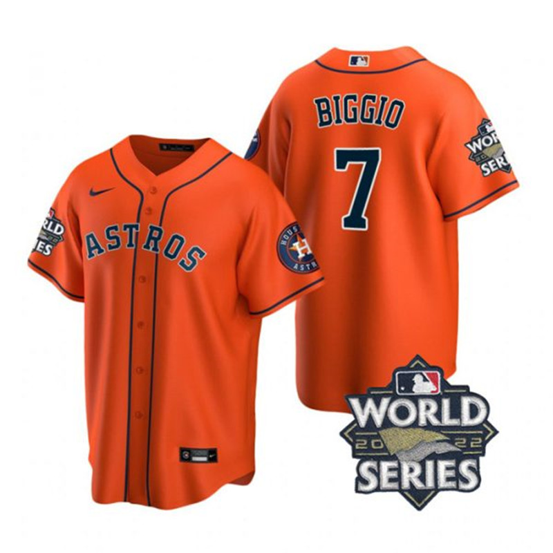 Astros #7 Craig Biggio Orange Nike 2022 World Series Cool Base Jersey