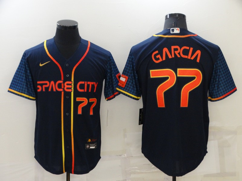 Astros #77 Luis Garcia Navy Nike 2022 City Connect Cool Base Jersey