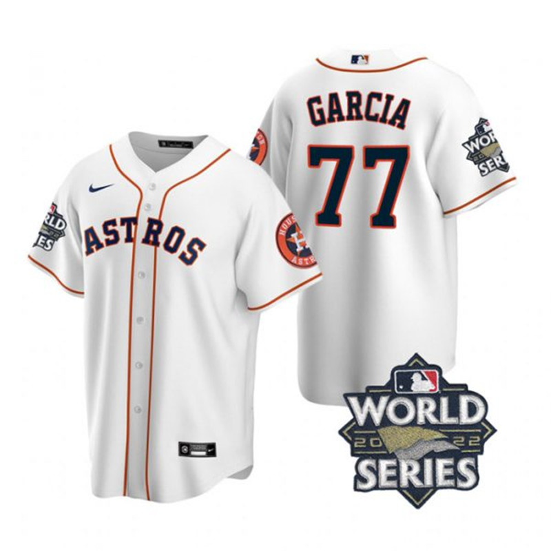Astros #77 Luis Garcia White Nike 2022 World Series Cool Base Jersey