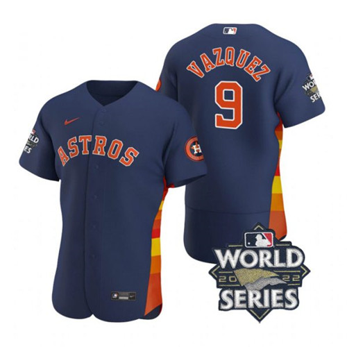Astros #9 Christian Vazquez Navy Nike 2022 World Series Flexbase Jersey