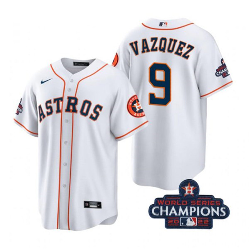 Astros #9 Christian Vazquez White 2022 World Series Champions Cool Base Jersey