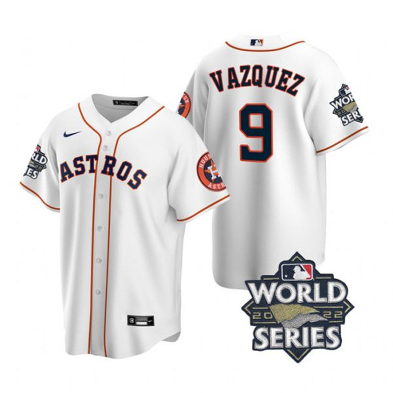 Astros #9 Christian Vazquez White Nike 2022 World Series Cool Base Jersey