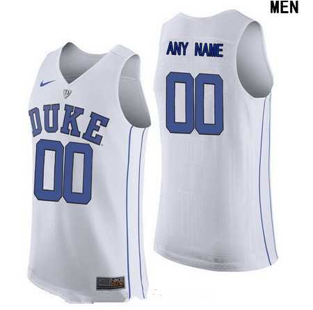 Men%27s Duke Blue Devils Custom Nike Performance Elite White College Basketball Jersey