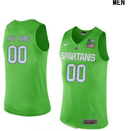 Men%27s Michigan State Spartans Custom Nike Apple Green College Basketball Jersey