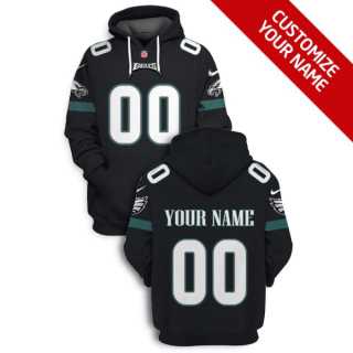 Men%27s Philadelphia Eagles Active Player Black Custom 2021 Pullover Hoodie