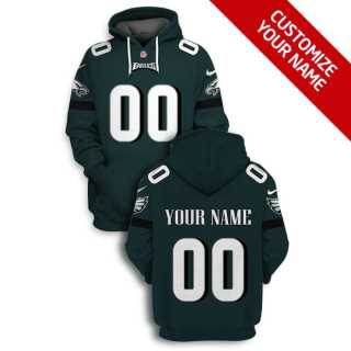 Men%27s Philadelphia Eagles Active Player Dark Green Custom 2021 Pullover Hoodie
