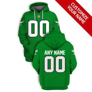 Men%27s Philadelphia Eagles Active Player Green Custom 2021 Pullover Hoodie