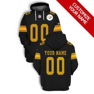 Men%27s Pittsburgh Steelers Active Player Black Custom 2021 Pullover Hoodie