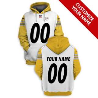 Men%27s Pittsburgh Steelers Active Player White Custom 2021 Pullover Hoodie