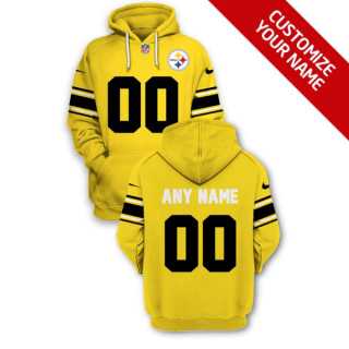 Men%27s Pittsburgh Steelers Active Player Yellow Custom 2021 Pullover Hoodie