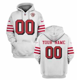 Men%27s San Francisco 49ers Active Custom 2021 White 75th Anniversary Pullover Hoodie