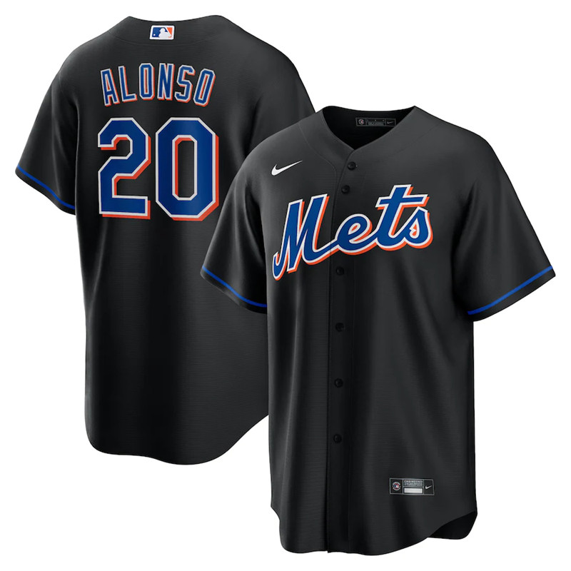 Mets #20 Pete Alonso Black Nike 2022 Alternate Cool Base Jersey