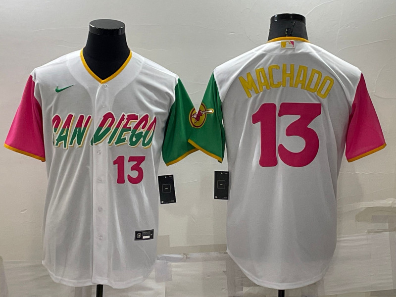 Padres #13 Manny Machado White Nike 2022 City Connect Cool Base Jersey
