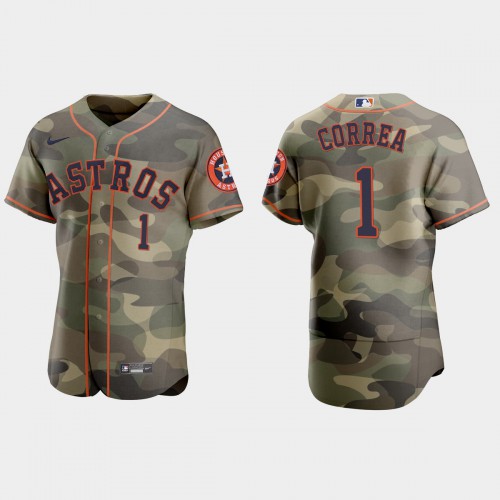 Houston Houston Astros #1 Carlos Correa Men’s Nike 2021 Armed Forces Day Authentic MLB Jersey -Camo Men’s