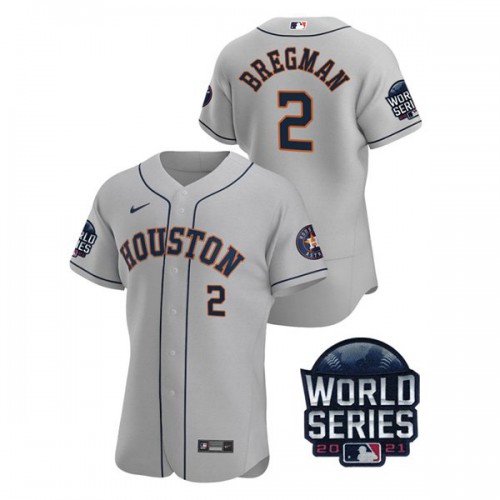 Houston Houston Astros #2 Alex Bregman Men’s Nike 150th Anniversary 2021 World Series Authentic MLB Jersey – Gray Men’s