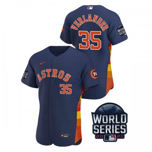 Houston Houston Astros #35 Justin Verlander Men’s Nike 150th Anniversary 2021 World Series Authentic MLB Jersey – Navy Men’s