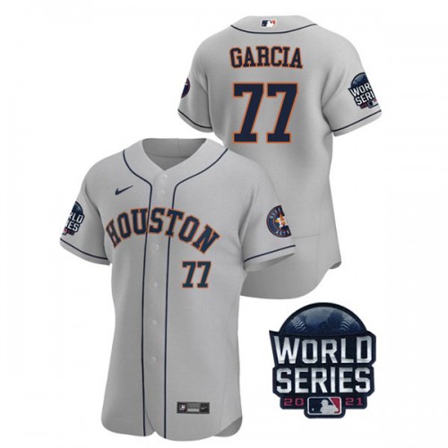 Houston Houston Astros #77 Luis Garcia Men’s Nike 150th Anniversary 2021 World Series Authentic MLB Jersey – Gray Men’s