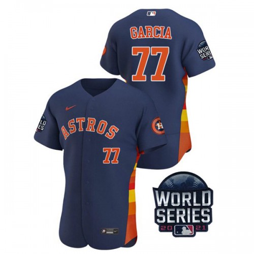 Houston Houston Astros #77 Luis Garcia Men’s Nike 150th Anniversary 2021 World Series Authentic MLB Jersey – Navy Men’s