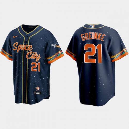 Houston Houston Astros #21 Zack Greinke Navy Men’s Nike 2021 City Connect Replica MLB Jersey Men’s