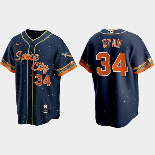 Houston Houston Astros #34 Nolan Ryan Navy Men’s Nike 2021 City Connect Replica MLB Jersey Men’s