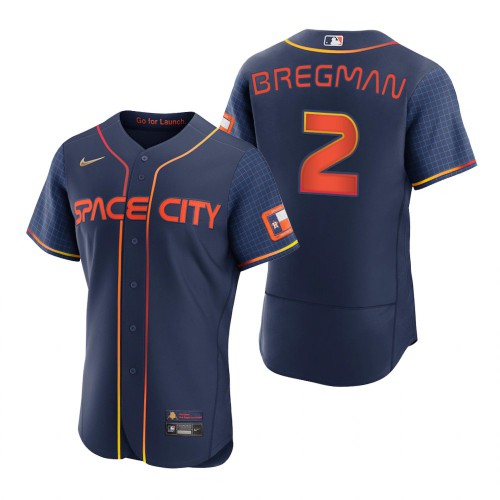 Houston Houston Astros #2 Alex Bregman Navy Men’s Nike Authentic 2022 City Connect MLB Jersey Men’s